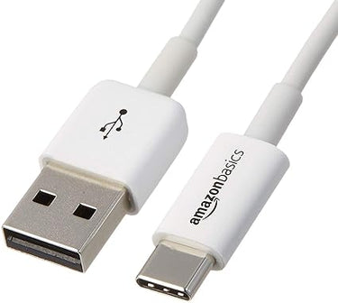 Amazon Basics Cable de Carga rápida USB-C a USB-A 2.0, Velocidad de 480 Mbps, Certificado USB-IF, para Apple iPhone 16/15, iPad, Samsung Galaxy, tabletas, Ordenadores portátiles, 1.8m(6 pies), Blanco